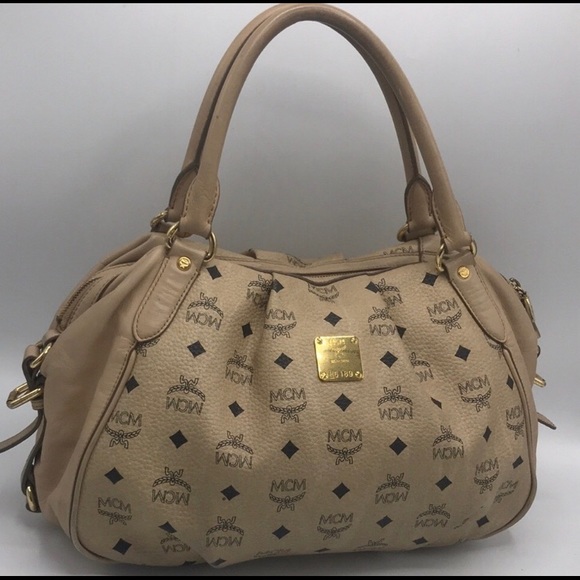 Authentic MCM Beige Leather Hobo Shoulder Bag - Picture 4 of 14